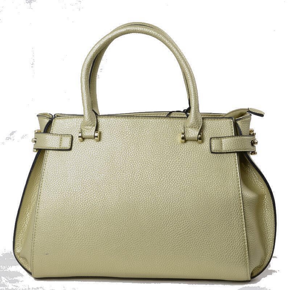 New! Gold Handbag Faux Leather